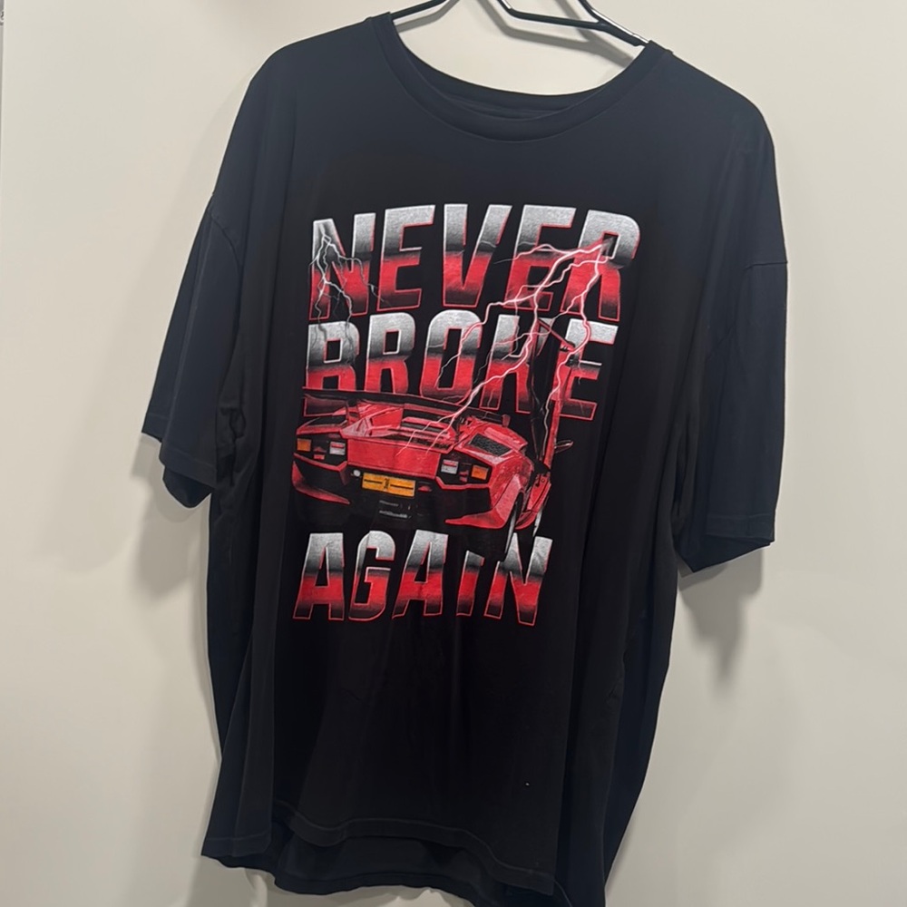 Black Graphic T-Shirt with Red Accents
